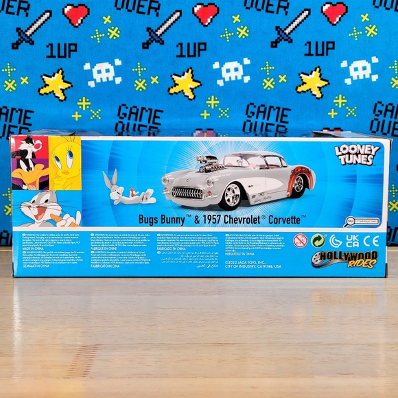 Jada Toys Looney Tunes Bugs Bunny & 1957 Chevrolet Corvette 1:24 Diecast Set New - Picture 8 of 9